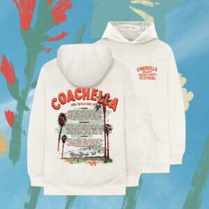 Coachella 2024 Official Merch‎ Hoodie Tan Size Large Graphic On the Back
